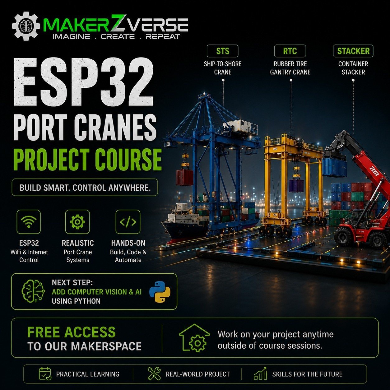 Makerzverse ESP32 smart-port course poster